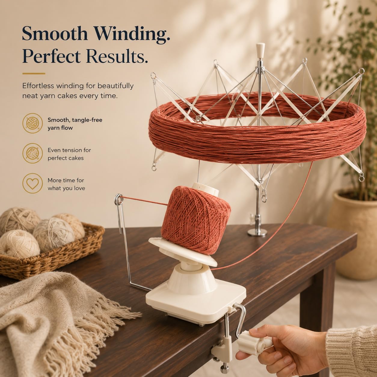 ClarArti - Yarn Swift and Ball Winder Set – Hand-Operated Yarn Winder with Umbrella Swift for Knitting, Crochet & Yarn Cakes