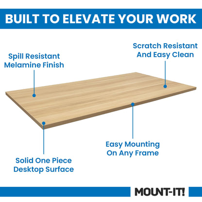 Mount-It! Table Top for Standing Desk, 55" x 29" Solid One-Piece Wood Desk Surface, Heavy Duty 1" Thick Maple Tabletop, Compatible with Adjustable Desk Frames - Frame and Legs Sold Separately