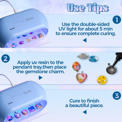 LET'S RESIN Cabochon Gems Resin Molds, 36 Cavities UV Resin Jewelry Making Kit with 16 PCS Metal Pendants Trays,Silicone Molds for Pendants,Earrings,Necklace