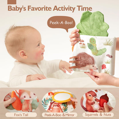 hahaland Baby Books 0-6 Months, Tummy Time Sensory Baby Toys 6 to 12 Months Touch Feel Book Textured Crinkle Books Baby Shower Birthday Gifts for Boys Girl 0 3 6 9 12 Months Baby Travel Toys