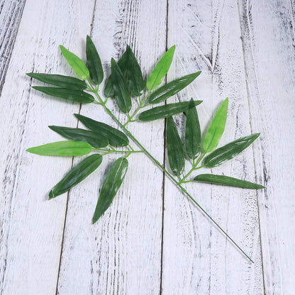 50pcs Artificial Green Bamboo Leaves for Home Hotel Office Decoration (Fake Green Plants)