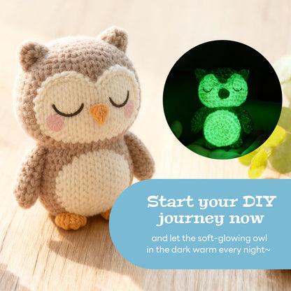 BrilleBrille Crochet Owls Kits Glow in The Dark Owl Knitting Kit Crochet Kit for Beginners Great Birthday Gifts for for Adults and Teens with Step by Step Video Amigurumi Crochet Kit DIY Craft