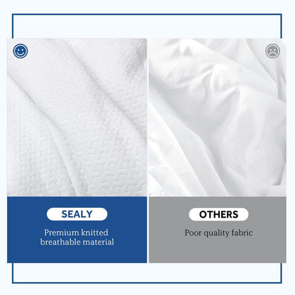 Sealy Heated Mattress Pad Queen Size, Zone Heating Electric Bed Warmer with Deep Pocket, 10 Heat Setting Dual Controller & 1-12 Hours Auto Shut Off, Knitted Breathable Heated Mattress Cover, White
