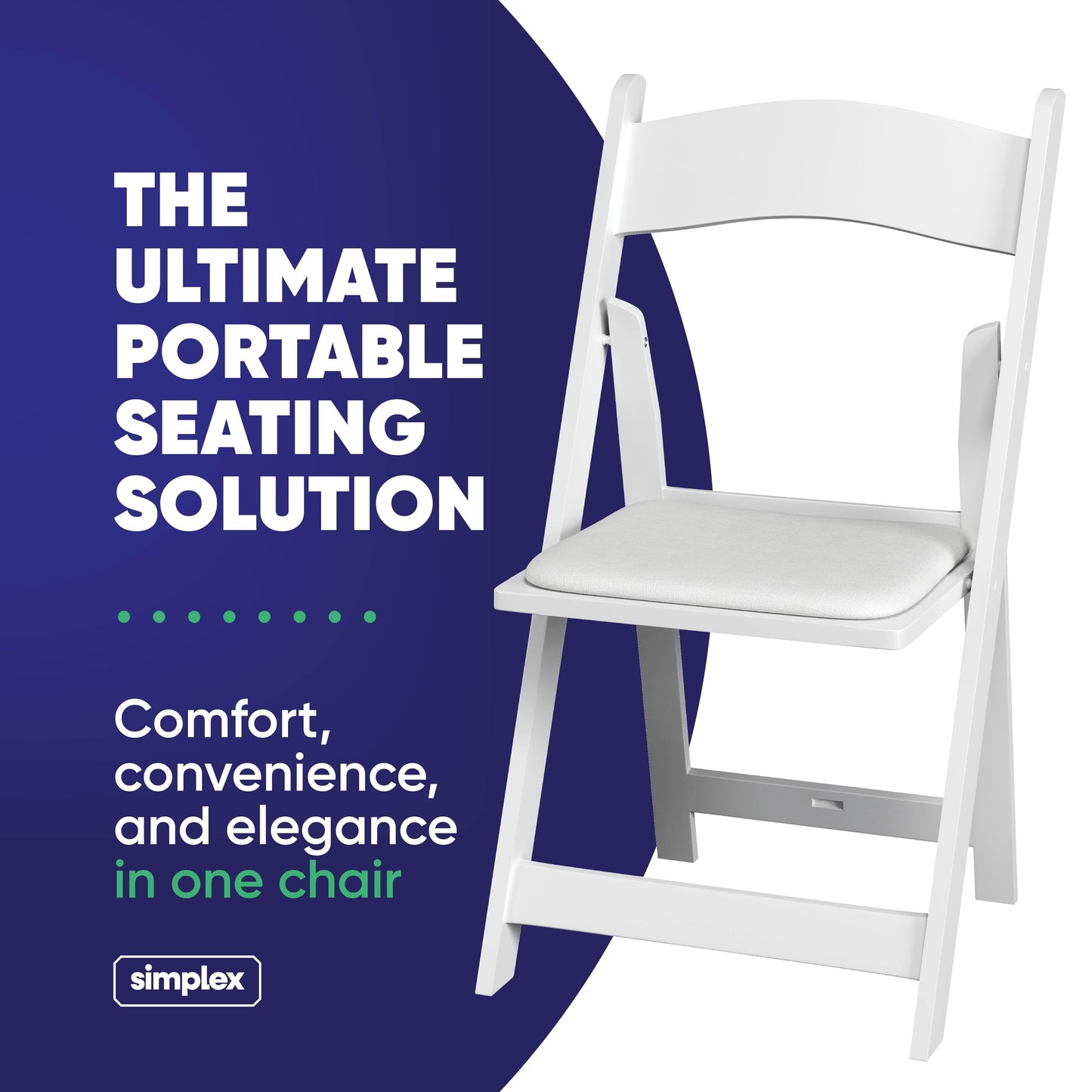 48 White Resin Folding Chairs, Stackable Event & Party Chairs, 800 LB Weight Capacity, Indoor Outdoor