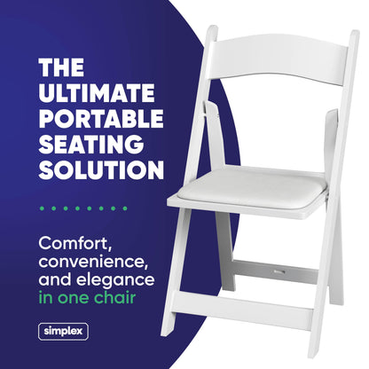 48 White Resin Folding Chairs, Stackable Event & Party Chairs, 800 LB Weight Capacity, Indoor Outdoor