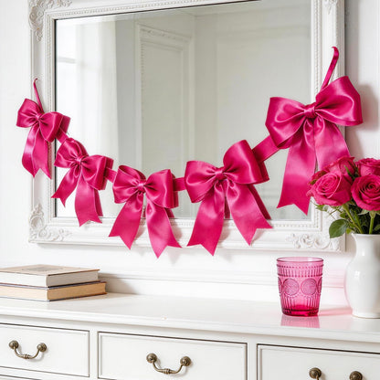 LaRibbons Hot Pink Satin Ribbon 4 Inch x 10 Yards Continuous Hot Pink Ribbon for Chair Sashes, Garland, Gift Wrapping, Christmas Decor, Craft Project