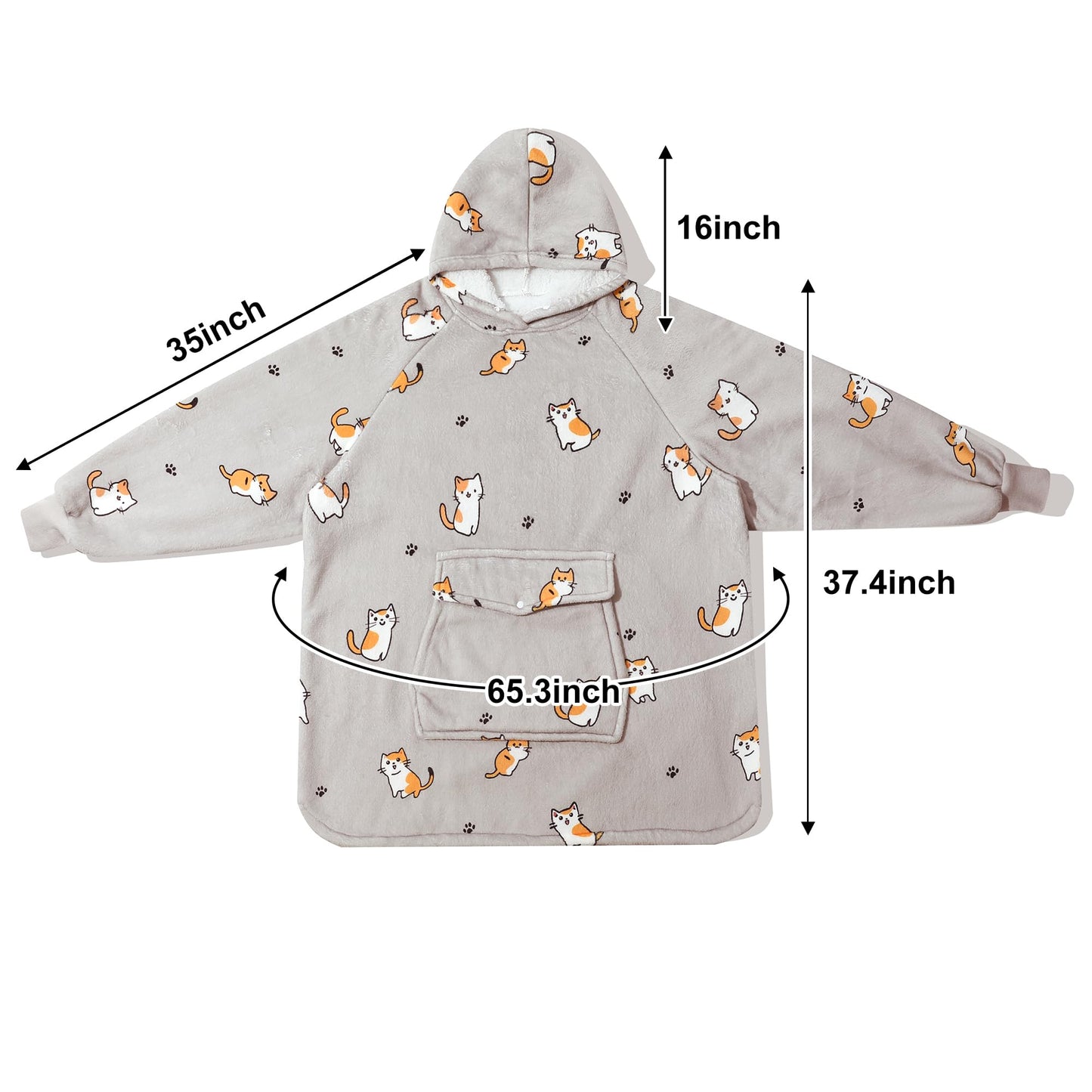 Krifey Wearable Blanket Hoodie, Oversized Sherpa Hooded Blanket for Adults