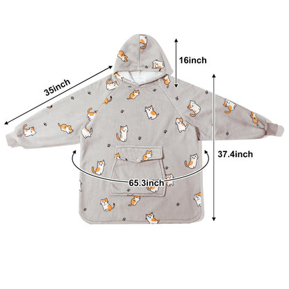 Krifey Wearable Blanket Hoodie, Oversized Sherpa Hooded Blanket for Adults