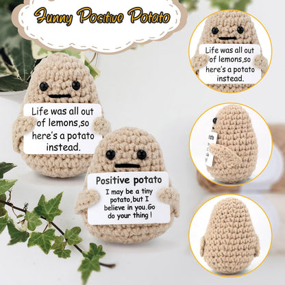 TOYMIS 2pcs 3inch Mini Funny Positive Life Potato, Interesting Knitted Wool Potato Doll Creative Cute Funny Knitted