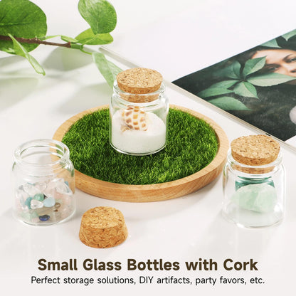 Tideme 48 Pcs Mini Glass Bottles with Cork, 50ml Mini Candy Vials, Decorative Sand Bottles for Wedding