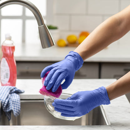 Comfy Package [100 Count Blue Nitrile Gloves, Disposable Gloves - 4 Mil, Latex & Rubber Free, Non-Sterile Powder Free Gloves - Small