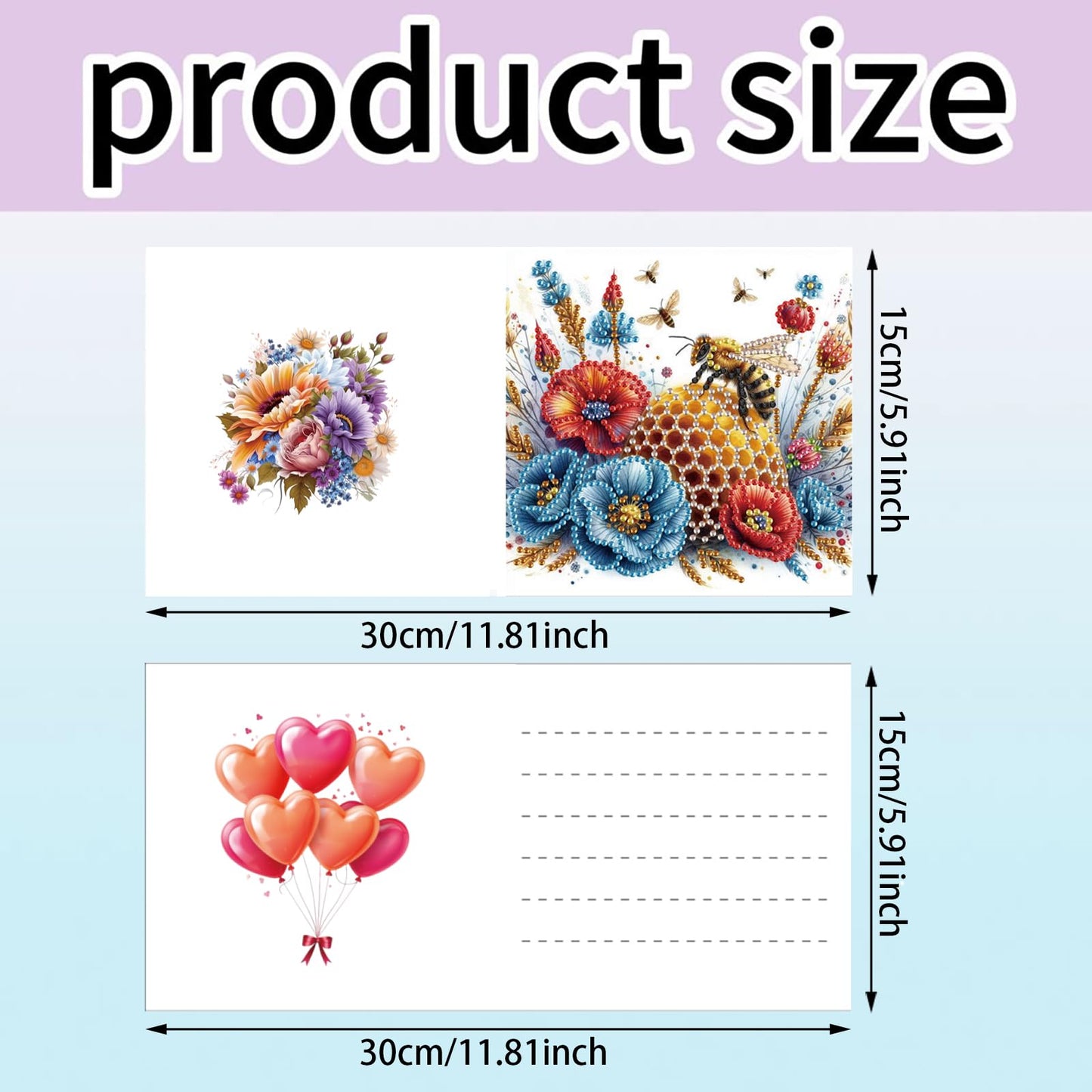MaiYiYi 6 Pack 5D DIY Bee Diamond Art Greeting Cards Ladybug Diamond Painting Greeting Cards Flowers Diamond Art Cards for Family Friends Holiday Birthday