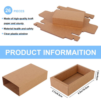 26 PCS Rectangle Drawer Kraft Boxes Small Crafts Cardboard Present Boxes Present Packaging Boxes for Party Favor Treats, Candy and Jewelry Crafts, 6.5 x 3.7 x 1.6 inch (Brown)