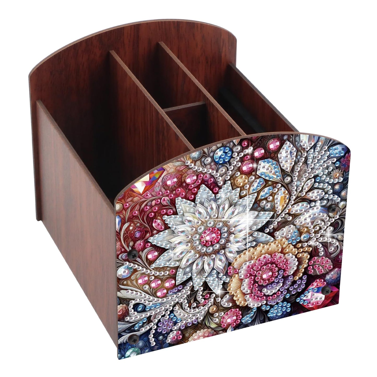 Tontut Diamond Painting Kit Storage Box, Flower 5D DIY Open Multi-Compartment Organiser Box, for Storing Desktop Items, Handmade Creative Gift