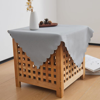 24 24 Inch Small Square Grey Tablecloth x Polyester Fabric Washable Table Cover Decorative Wrinkle Resistant Solid