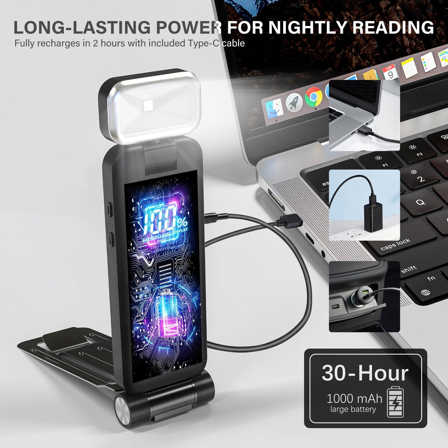KTEBO Rechargeable Reading Book Light with Clip & Battery Indicator - 9 Luminescence Mode Book Lamp for Night Reading in Bed, Portable 1.6 Oz Ultralight Beside 30H Runtime, Gifts for Book Lovers, Kids