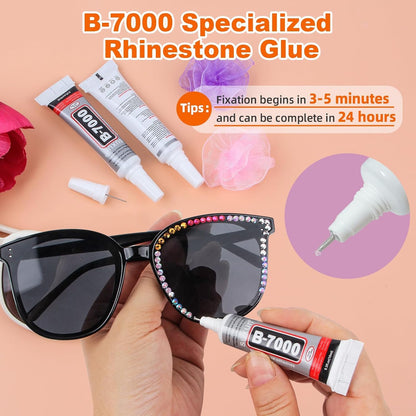 46000Pcs 40 Colors Jelly Rhinestones for Bedazzling, 3mm Resin Flatback Gems for Diamond Art, Bedazzler Kit with 3Pcs B7000 Jewelry Glue for Crafting Bedazzled Book Shoes Nail