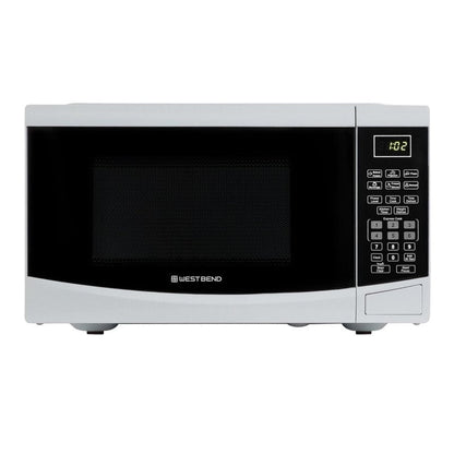 West Bend Microwave Oven 900-Watts Compact with 6 Pre-Set Cooking Settings, Speed Defrost, Electronic Control Panel and Glass Turntable, 0.9 Cu.Ft., White