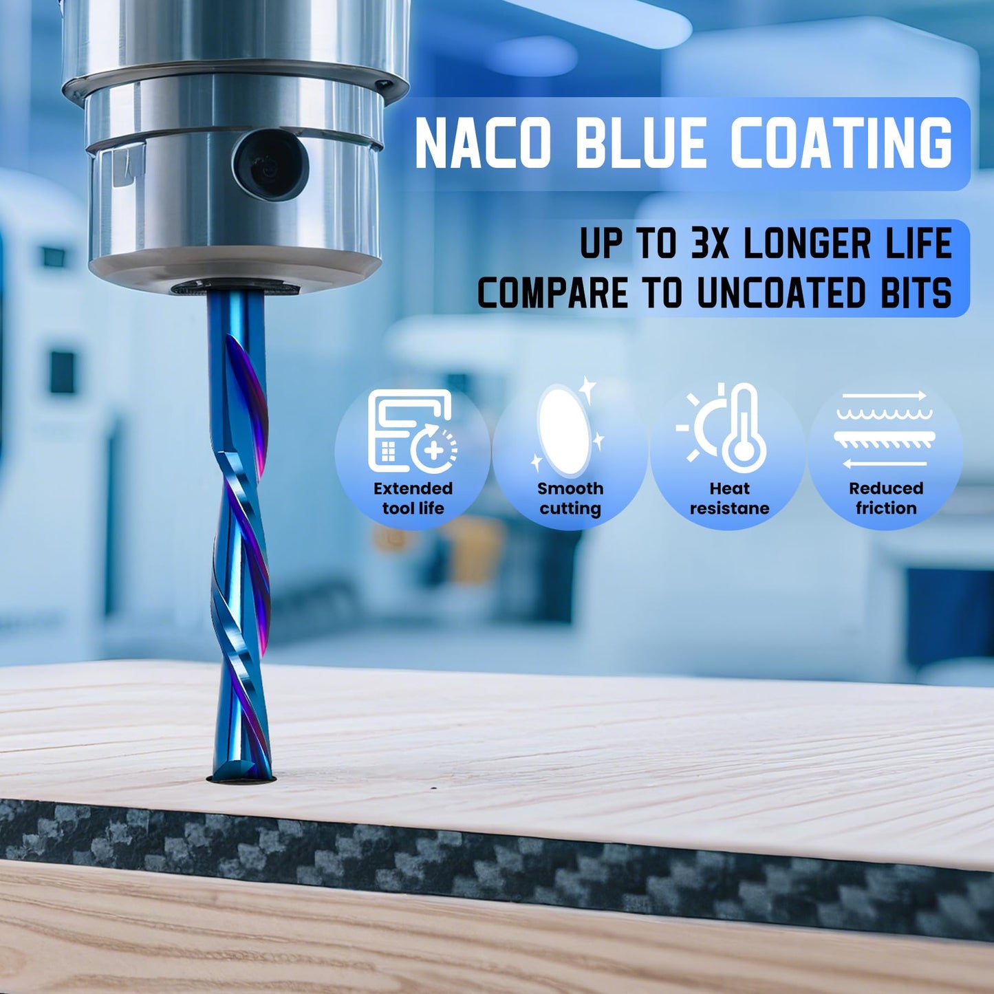 HQMaster Downcut Bit 1/8" Shank Down Cut Spiral CNC Router Bits End Mill Tungsten Carbide Milling Cutter Set 5 Pack (1/8" Cutting Diameter)