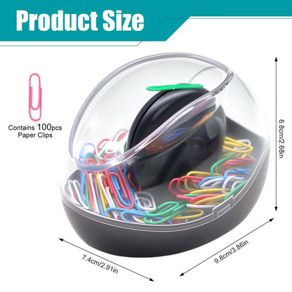 Paper Clip Holder, Mecyfaty Magnetic Paper Clips Dispenser Holder with Colorful Paperclips 100pcs, Upgraded Magnetic Design, Black Paperclip Holders for Desk School Office Supplies Organizer Accessory