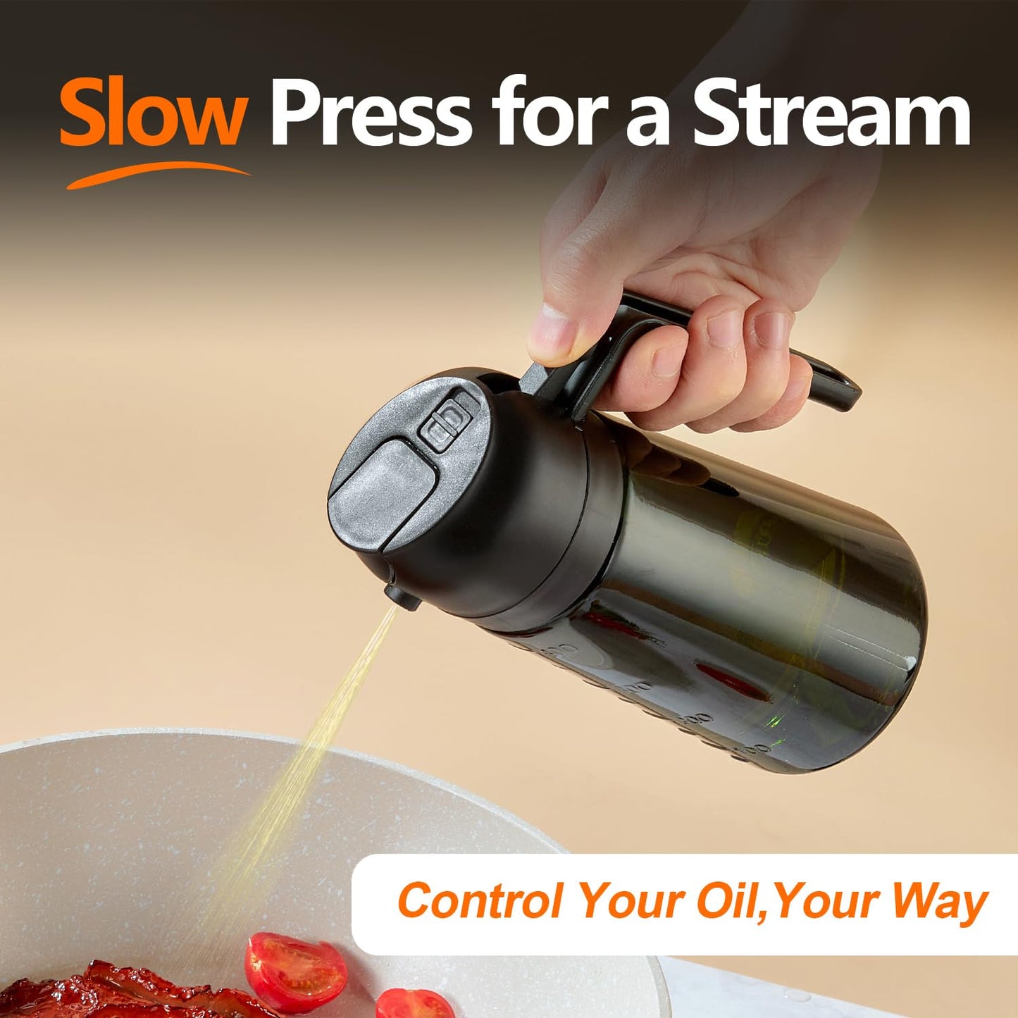 With Stickers 16oz Olive Oil Sprayer for Cooking - 2 in 1 Spray & Pour Olive Oil Dispenser - 470ml Glass Spray Oil Bottle - Kitchen Gadgets