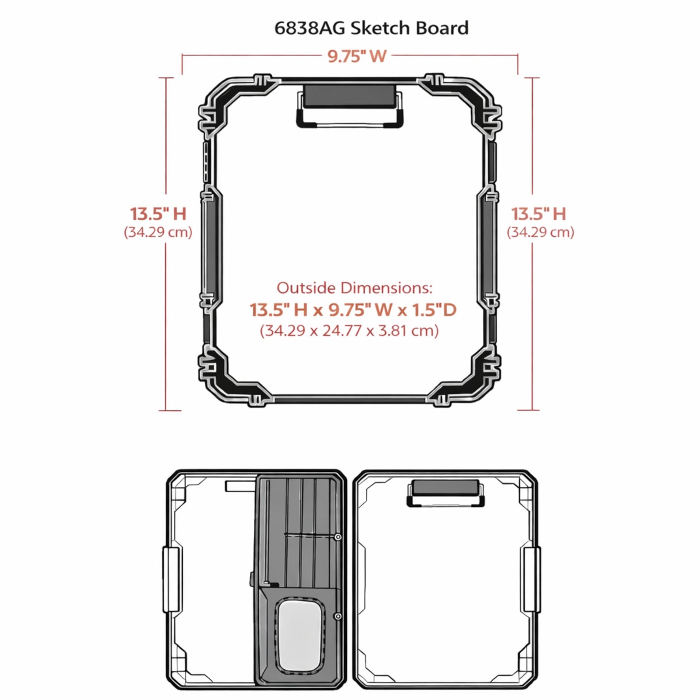 ArtBin 6838AG Sketch Board, Portable Drawing Surface with Internal Art & Craft Storage, Grey