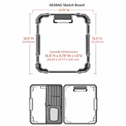 ArtBin 6838AG Sketch Board, Portable Drawing Surface with Internal Art & Craft Storage, Grey