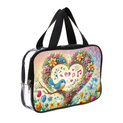 JZHYOAN Diamond PaintingTravel Toiletry Bag for Women Makeup Storage Organizer Art Portable Travel Makeup Pouch with Zipper Love Pattern Cosmetic Toiletry Bag for Shampoo Conditioner Brushes Set