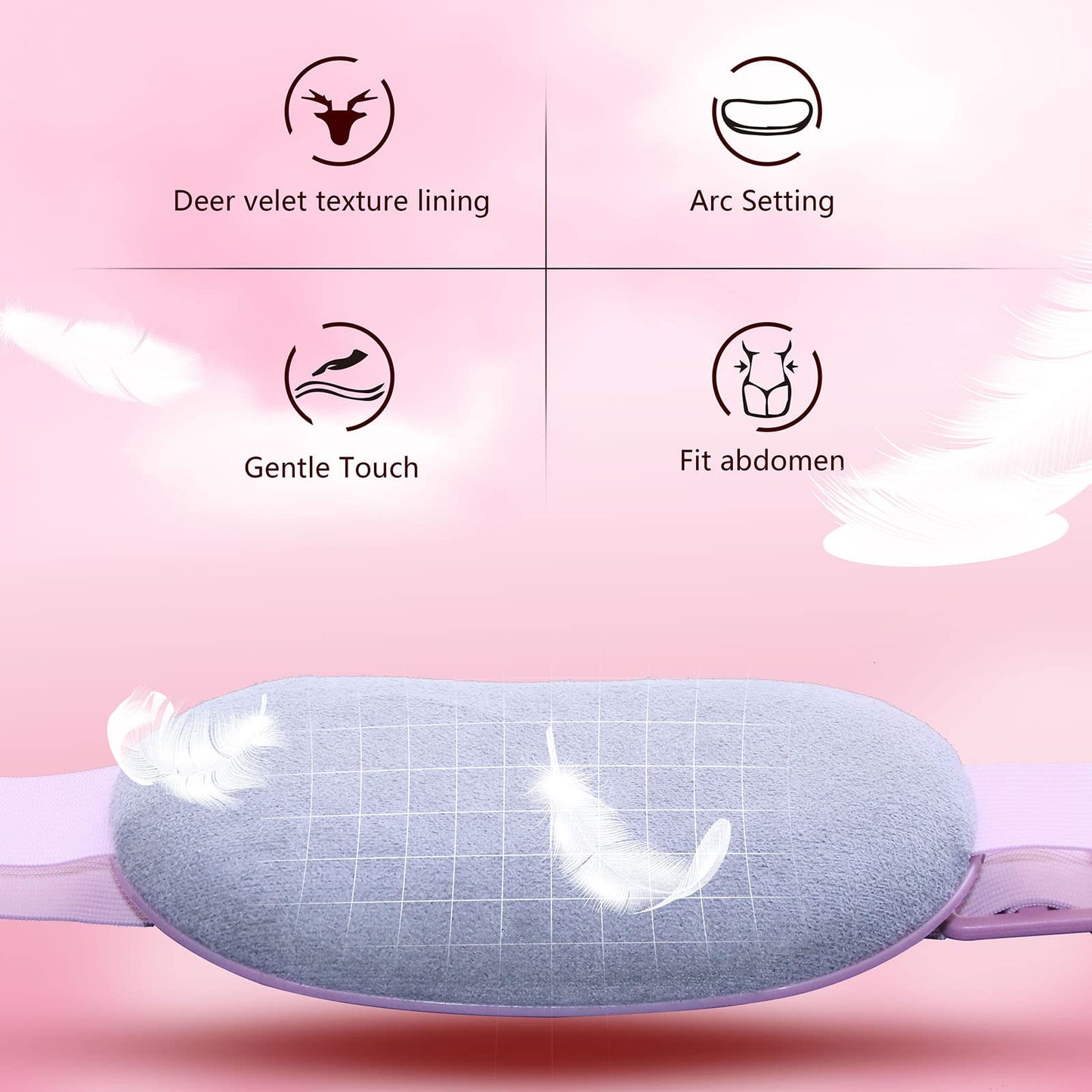Portable Cordless Heating Pad, Heating Pad for Back Pain with 3 Heat Levels & 3 Vibration Massage Modes, Portable Electric Fast Heating Belly Wrap Belt for Women and Girl(Pink)