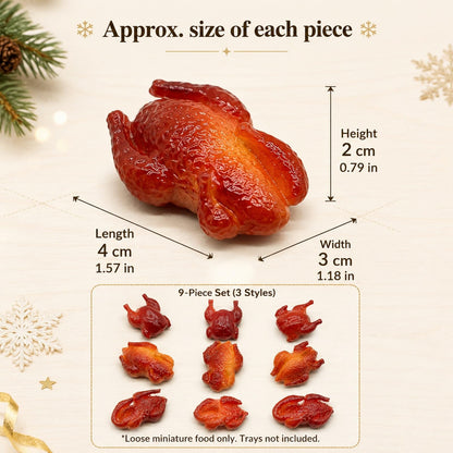 LOGOFUN 9PCS Dollhouse Miniature Food Play Christmas Roast Chicken Duck Goose Model Accessories for Micro Scene Kitchen Supplies