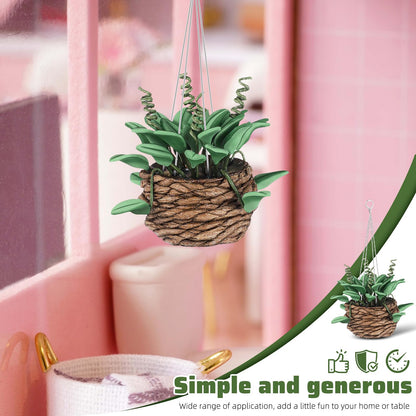 TOYANDONA 2Pcs 1:12 Miniature Dollhouse Plants, Durable Resin Hanging Potted Bonsai for Dollhouse Accessories Decor, Tiny Artificial Greenery for Mini Garden, Living Room & DIY Crafts