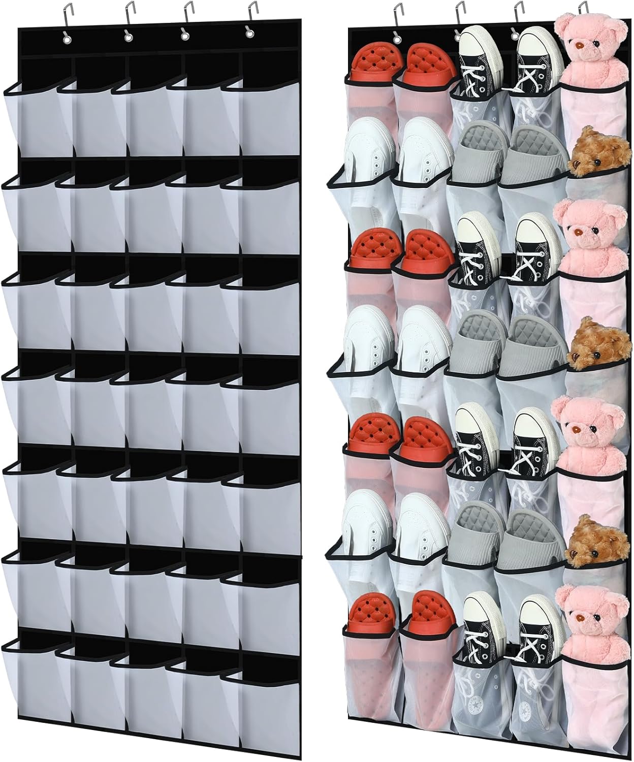 2 70 Closet 35 Windyun Pcs Large over The Door Shoe Organizer Hanging Shoe Rack for Holder Black Mesh Pockets Back