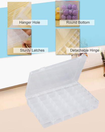 Facikono 6 Pack 36 Grids Bead Organizer Tackle Box Organizers Plastic Organizer Box with Dividers Craft Storage Containers for Beads, Jewelry Clear Boxes Organizers