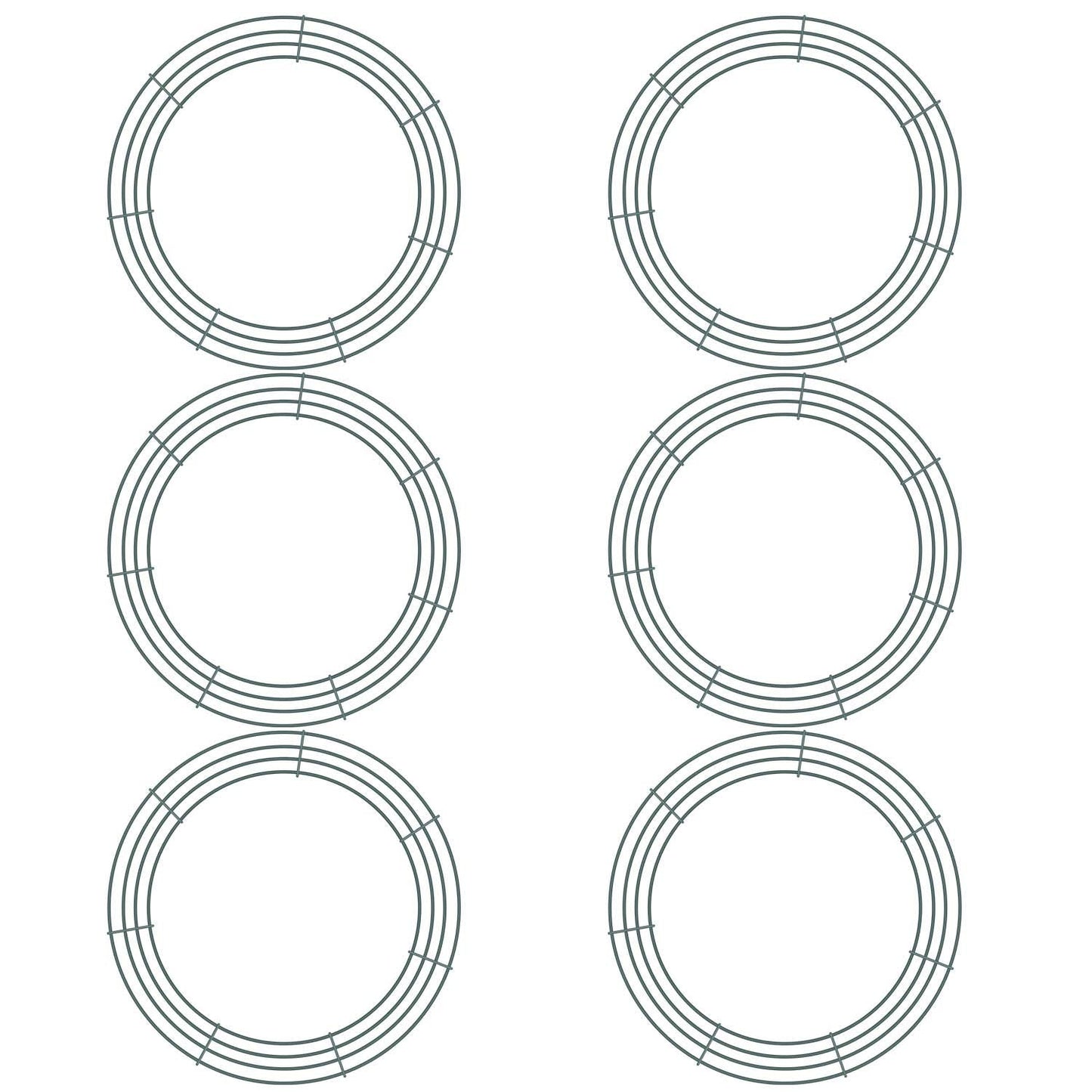 Sumind 6 Pieces 14 Inch Wire Wreath Frame Round Wreath Metal Wire Rings Dark Green Making Rings for Christmas Floral Home Party Decoration DIY Crafts