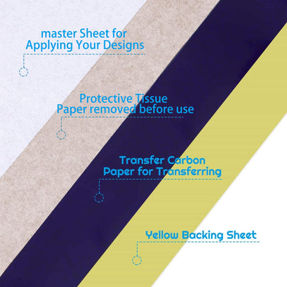 Tattoo Stencil Paper 100 Sheets, A4 4-Layer Thermal Transfer Sheets for Tattooing, Premium Carbon Tracing Supplies