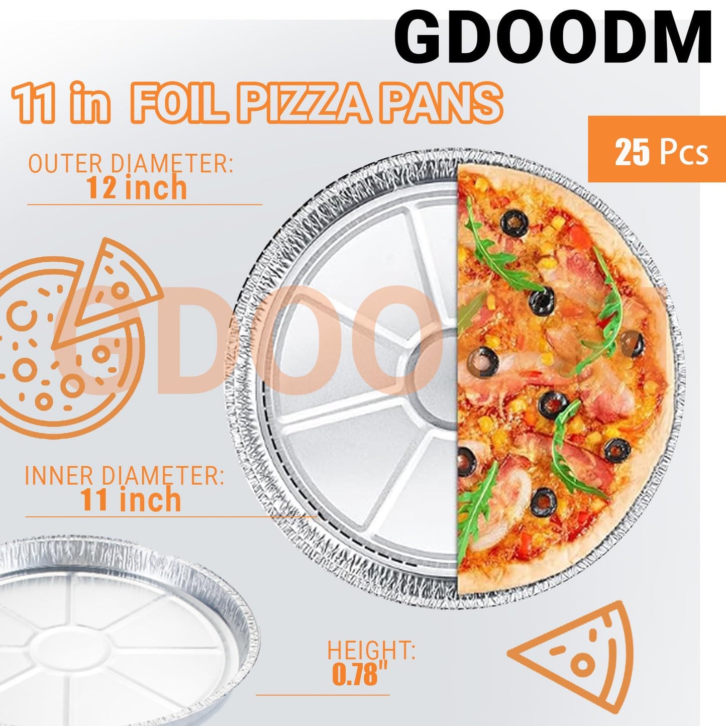 GDOODM 25 Pack 12 Inch Disposable Pizza Pans, Aluminum Pizza Pans, Round Pizza Pan Foil Focaccia Pan, Chocolate Cookies Cake Tin, Serving Platter Tray, Freezer & Oven Safe
