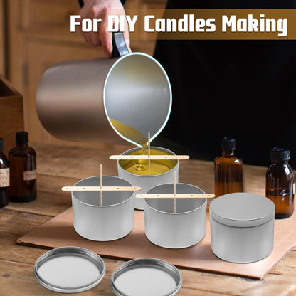 YJHSS 24-Pack 8oz Candle Tins with Lids, Metal Candle Jars for Candle Making, Empty Containers Vessels Bulk for Small Business & Beginners DIY Storage -Silver