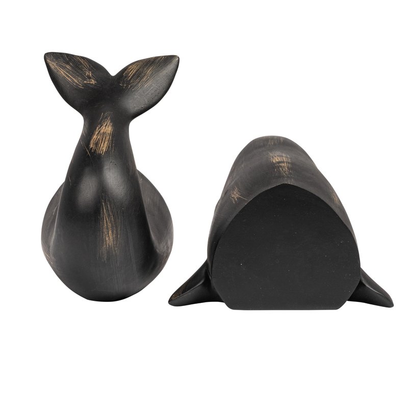 Creative Co-Op Whale Shaped Resin Bookends (Set of 2 Pieces)