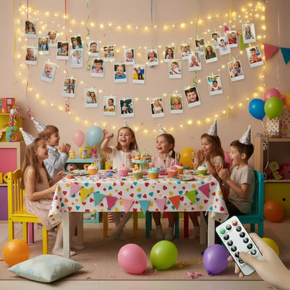 Microwear 33Ft Photo Clip String Lights - 100 LED Fairy Lights with Remote | USB & Battery Powered, 8 Modes for Bedroom & Wedding Décor