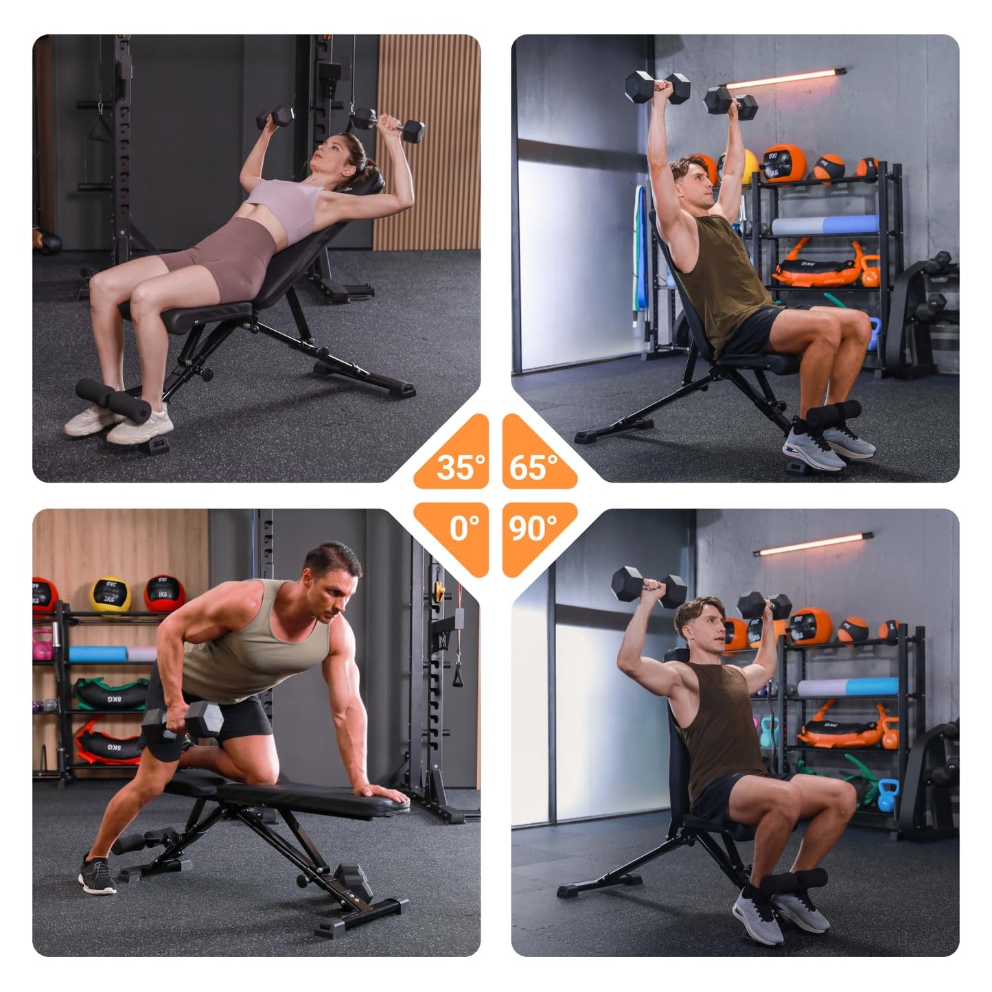 AIRHOP Upgraded Adjustable Weight Bench + AIRHOP Exercise Equipment Mats