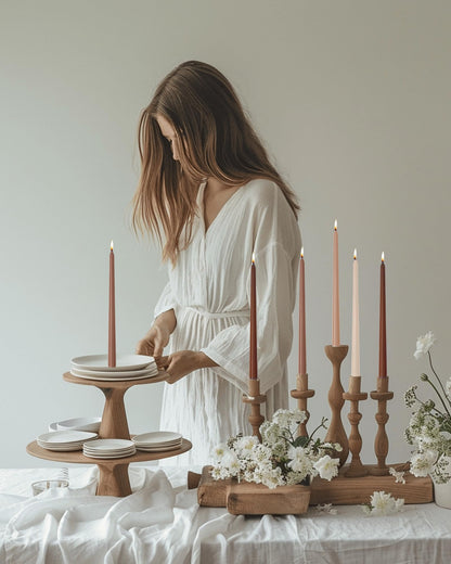 LPUSA Brown Tall Taper Candles 12 inch Unscented Smokeless Long Tall Tapered Candle for Candlesticks Sticks Wedding Advent Home Decor Dinner Christmas，Set of 12