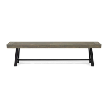 Christopher Knight Home Carlisle Outdoor Acacia Wood Picnic Dining Set, Gray and Rustic Metal
