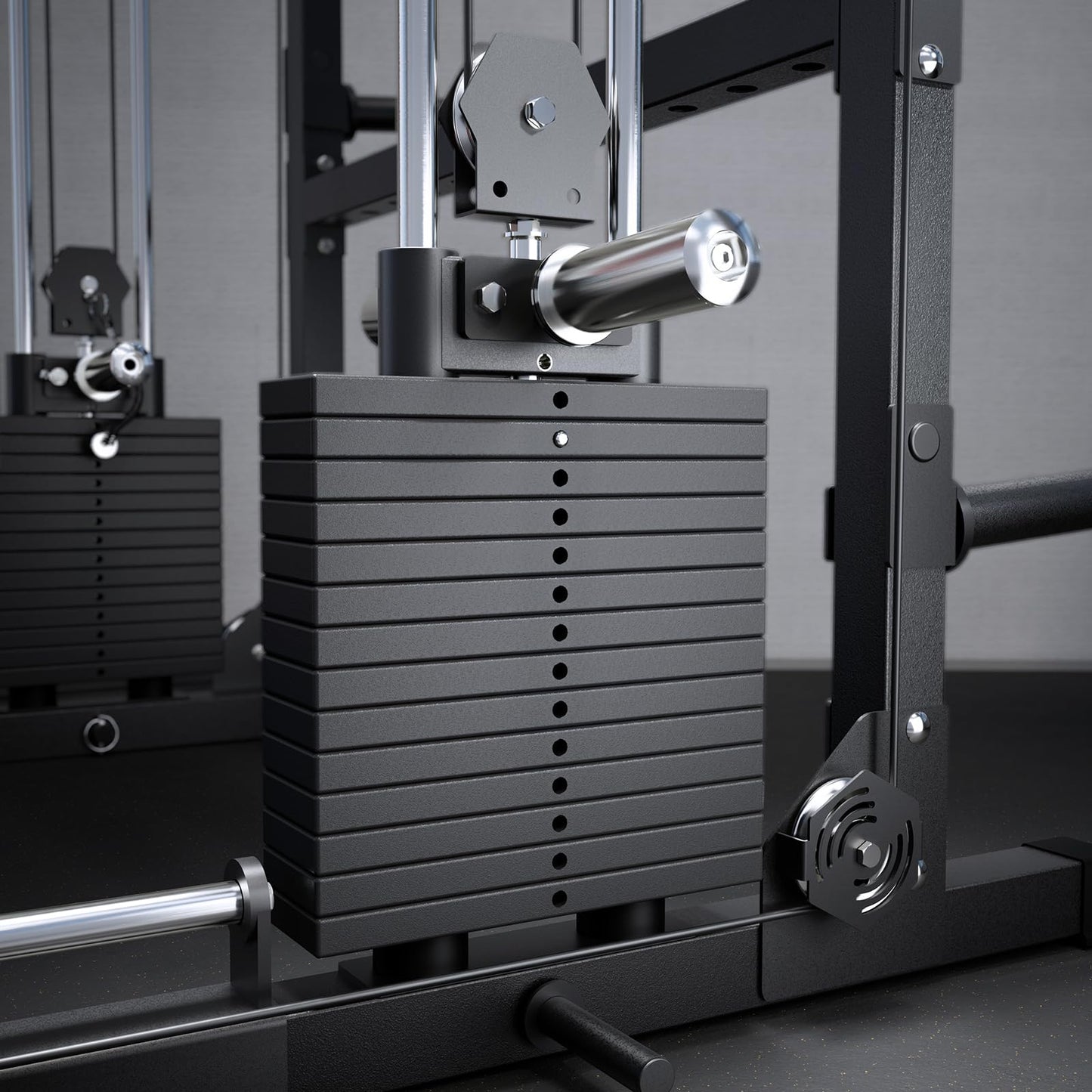 RitFit M2 Smith Machine with Cable Crossover System, 3D Functional Trainer & Power Cage, 16 Adjustment Holes, 6 Storage Pegs for Full-Body Home Gym(M2 Pro Black)