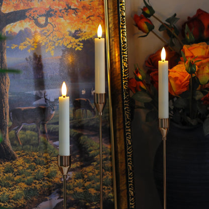 Yeelida Battery Operated Flameless Taper Candles with Two Remote Timer, 6.4" LED 3D-Wick Window Candles, Flickering Long-Lasting Warm Light Electric Pack of 8 Flameless Candlesticks (0.78" Dia, Ivory)