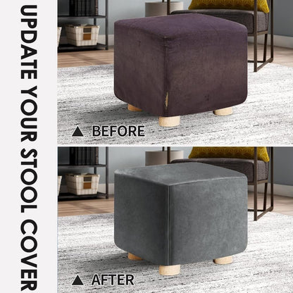 L/Length&Width:35-44"/Height:15-20",Grey) Ottoman Covers Slipcover Square Ottoman Covers Protector for Footrest Foot