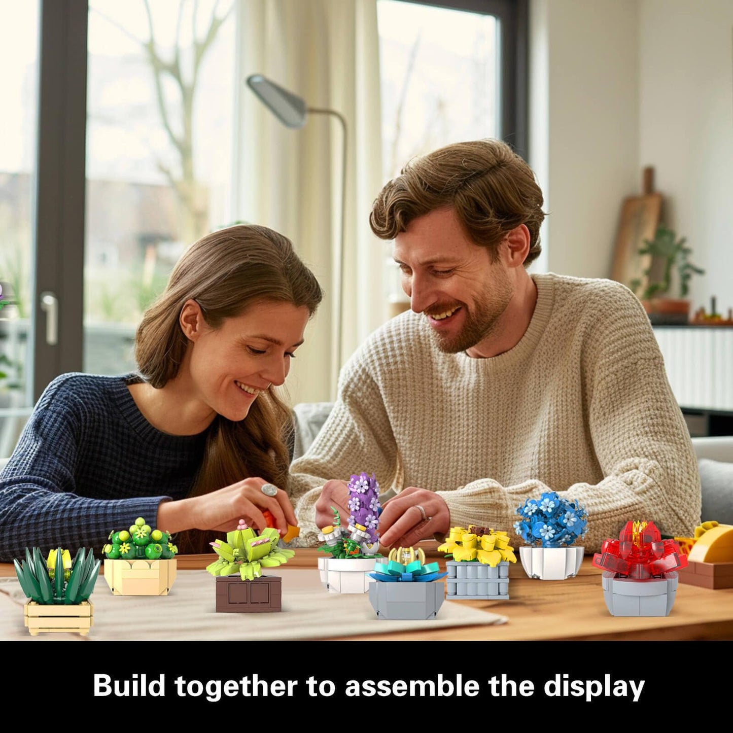 Succulents Set for Adults Building Sets, 12 Plants, Home Decor, Birthday Gifts for Women, Creative Housewarming Gifts, Botanical Collection, Flowers Succulents Artificial Plant Kit (1174 piece)