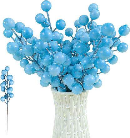 24 pcs Christmas Berries Stems Artificial Berry Stems for Christmas Tree Ornaments Crafts Holiday and Home Decor (Light