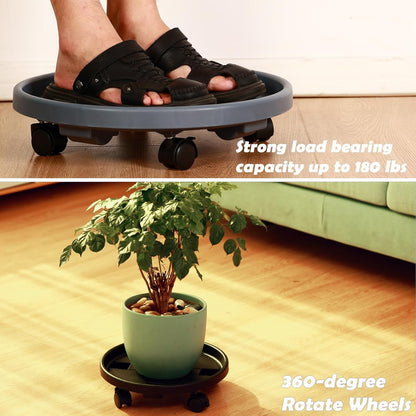 5 Packs 13" Large Plant Caddy with Wheels Rolling Wheeled Plant Stands Heavy-Duty Plastic Flower Pot Roller Base Movers