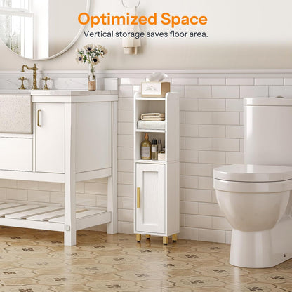 7.9" 5.9" 31.5" HOOBRO Small Bathroom Storage Cabinet, Narrow Corner Floor Cabinet with Door and Adjustable Shelf, L x