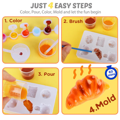 Mini Bakery Taba Squishy Craft Kits, DIY Squishy Making Kit with 12 Molds, Make Your Own Mini Food Squishies Fun Craft for Adult